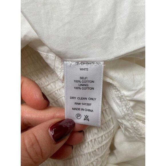 ASTR the Label BNWOT womens white poplin puff sleeve dress sz Medium side slit - Picture 8 of 9